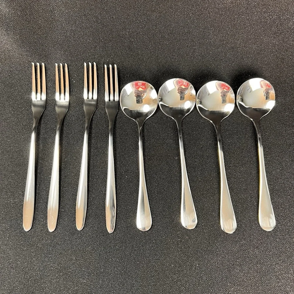 Unbranded Flatware Set 8pc Silver Excellent Stainless Steel Forks Spoons